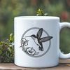 Beautiful Bird Among Blooms SVG Image Illustration of a hummingbird amidst flowers and foliage.