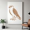 Bird of Prey Illustration in Mid-Flight A detailed illustration of a bird of prey in mid-flight, depicted as a sleek and agile falcon with sharp talons.