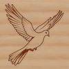 An isolated vector graphic of a dove with smooth lines and clean design.
