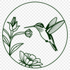Colorful Hummingbird on Floral Branch A colorful hummingbird perched on a floral branch, rendered in vector format.