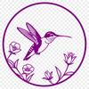 Vibrant Hummingbird Illustration Above Blooms Illustration of a hummingbird in flight above a floral arrangement.