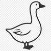 An outline image of a bird with characteristic goose features in bold lines and shapes.
