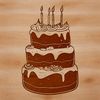 An editable vector graphic design featuring a birthday cake in a modern style.