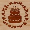 Birthday Cake Decorations with Love Hearts A colorful birthday cake decorated with love hearts, perfect for adding to party designs or desserts.