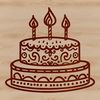 Lit Candle Cake Design SVG File A colorful, digital illustration of a birthday cake with candles lit.