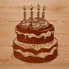 Birthday Treat Vector Graphics A digital illustration of a classic birthday cake with candles lit.