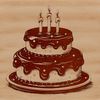 A digital illustration of a birthday cake with candles and decorations, suitable for cutting or printing.