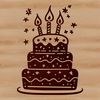 A colorful, layered birthday cake with candles, perfect as a template for DIY decorations or custom designs.