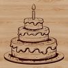 Delicious Cake Design Vector Graphic A colorful illustration of a birthday cake with candles, perfect for creating custom decorations or designs.