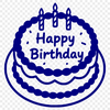 A stylized vector design featuring the phrase Happy Birthday in bold, playful lettering.