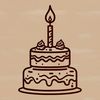 Beautiful Hand-Drawn Cake Icon An SVG graphic design featuring a stylized birthday cake with colorful frosting and toppings.