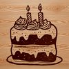 SVG Birthday Cake Graphics A graphic representation of a decorated birthday cake with fondant design.