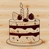 Vibrant Birthday Celebration Cake Illustration A colorful illustration of a birthday cake with candles lit, suitable for crafting or design projects.