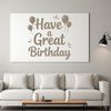 Happy birthday message with colorful illustrations in vector format for free download.