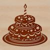 Layered Birthday Cake Graphics A digital vector design of a birthday dessert featuring layers of frosting and candles on top.