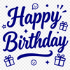 A vector graphic illustration of a birthday message in a clean and modern style.