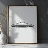 Beautiful UFO Silhouette A sleek spaceship design with futuristic elements and metallic textures.