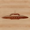 Metallic Spaceship Vector Graphic Design A futuristic spaceship with sleek lines and metallic details, designed as a vector graphic.