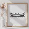 Vector Silhouette Boat Design A rowboat silhouette designed as a vector graphic.