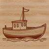 A simple outline illustration of a sailboat.