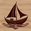 A vector illustration of a sailboat on calm waters, suitable for digital cutting machines and editing software.