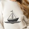 A vector illustration of a boat with intricate details, suitable for digital cutting machines like Cricut or laser cutters.