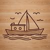 Beautiful Boats Clip Art Design A detailed illustration of a boat in vector format, suitable for cutting and customization.
