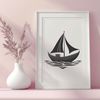 Free Boat Illustration A digital illustration of a boat, suitable for vector art and cutting machine templates.