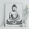 Seated Buddha Line Art Illustration A simple line art illustration of a seated Buddha in meditation posture.