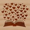 Heartfelt Book Illustration A simple illustration of a book adorned with love hearts, suitable for educational purposes.
