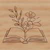 Beautiful Educational Clip Art A stylized illustration of a book with floral elements, suitable for educational and decorative purposes.