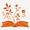 Floral Patterns Book Design Illustration A stylized illustration of an open book with floral patterns in the background, ideal for educational purposes.