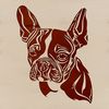 Free SVG Illustration of a Boston Terrier Detailed head shot of a Boston Terrier as clip art design.