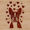 Sweet Dog Breed Design Vector Image A small, adorable Boston Terrier breed of dog with heart symbols on its head.