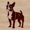 Boston Terrier Silhouette A vector illustration of a standing Boston Terrier dog in a graphic format.