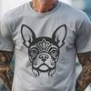 Vector Art Design - Boston Terrier Head A detailed illustration of a Boston Terrier dog's head, suitable for vector art and digital cutting.