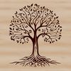 Elegant Tree Silhouette Vector Art A stylized illustration of a tree with detailed branches and foliage.