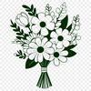 Stylized Bouquet Illustration A stylized bouquet of flowers in various colors, suitable for floral designs and wedding decorations.