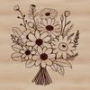 Colorful Stylized Flower Arrangement A stylized bouquet of flowers in various colors and shapes.