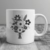 Whimsical Wedding Blooms A beautifully illustrated bouquet of flowers in various colors and shapes.