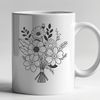 Whimsical Flower Bouquet Art A colorful bouquet of flowers arranged in a vase, suitable for vector design projects.