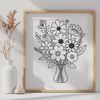 Vibrant Floral Composition Floral bouquet composed of various shapes and colors, suitable for digital use.