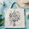 Elegant Floral Bouquet Illustration A vector graphic illustration of a bouquet featuring various flowers tied together with a ribbon.