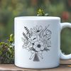 Beautiful Hand-Drawn Bouquet Clip Art A digital bouquet of mixed floral elements.