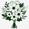 A bouquet of mixed flowers arranged in a decorative vase.