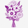 Whimsical Flower Bouquet Design A colorful bouquet of flowers in various shapes and sizes, arranged in a decorative style.