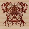 Ornate Canine Face Design Close-up illustration of a Boxer dog's head with intricate details.