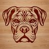 Vector Dog Illustration A stylized digital illustration of a Boxer dog's head, created as a vector graphic for various uses.