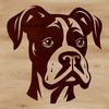 A Boxer's Friendly Face A detailed illustration of a Boxer dog's head with visible facial features.