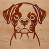 Boxer Breed Portrait Line drawing illustration of a cute Boxer dog's head.